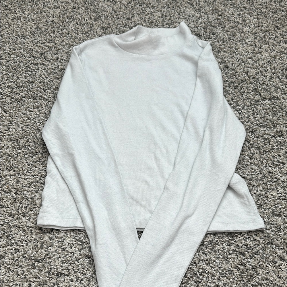 White Long Sleeve Turtleneck Top